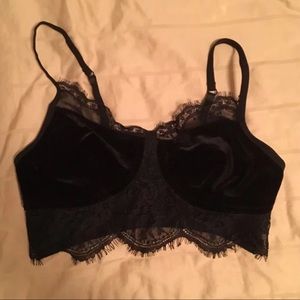 Black lace velvet bralette